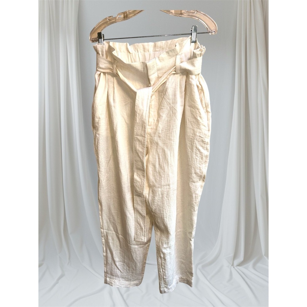A New Day Linen Riffled Waist Wrap Ankle Leg Pants Sz XL